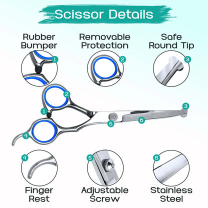 5 In 1 Professional Dog Grooming Scissors Set With Safety Tips