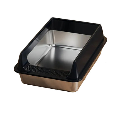 Stainless Steel Litter Box For Large Cats With Splash-Proof Design