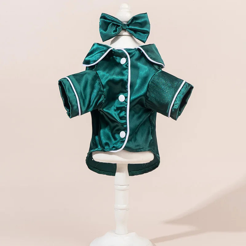 Comfortable Pet Pajamas Set With Detachable Flower Headwear