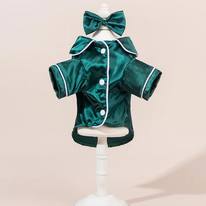 Comfortable Pet Pajamas Set With Detachable Flower Headwear