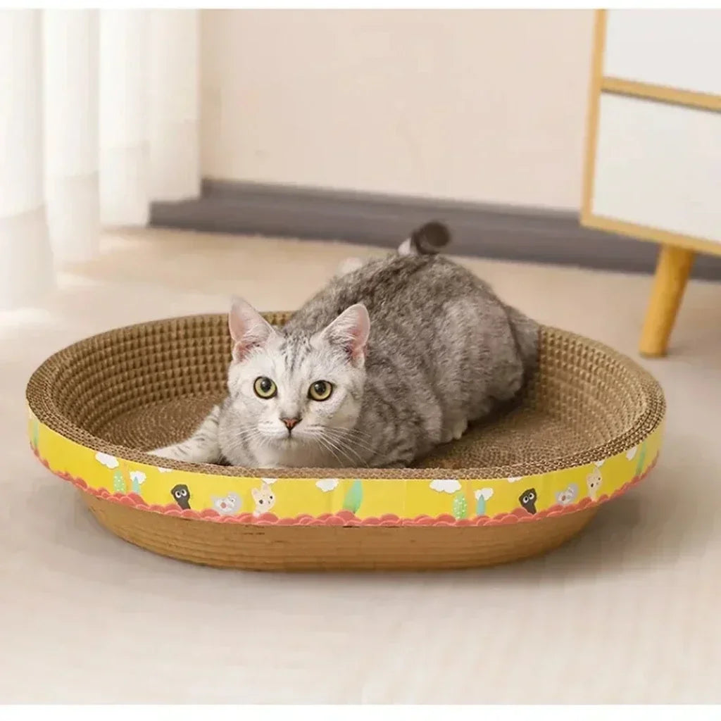 Cat Scratching Board Oval Corrugated Paper Furniture Protection Toy
