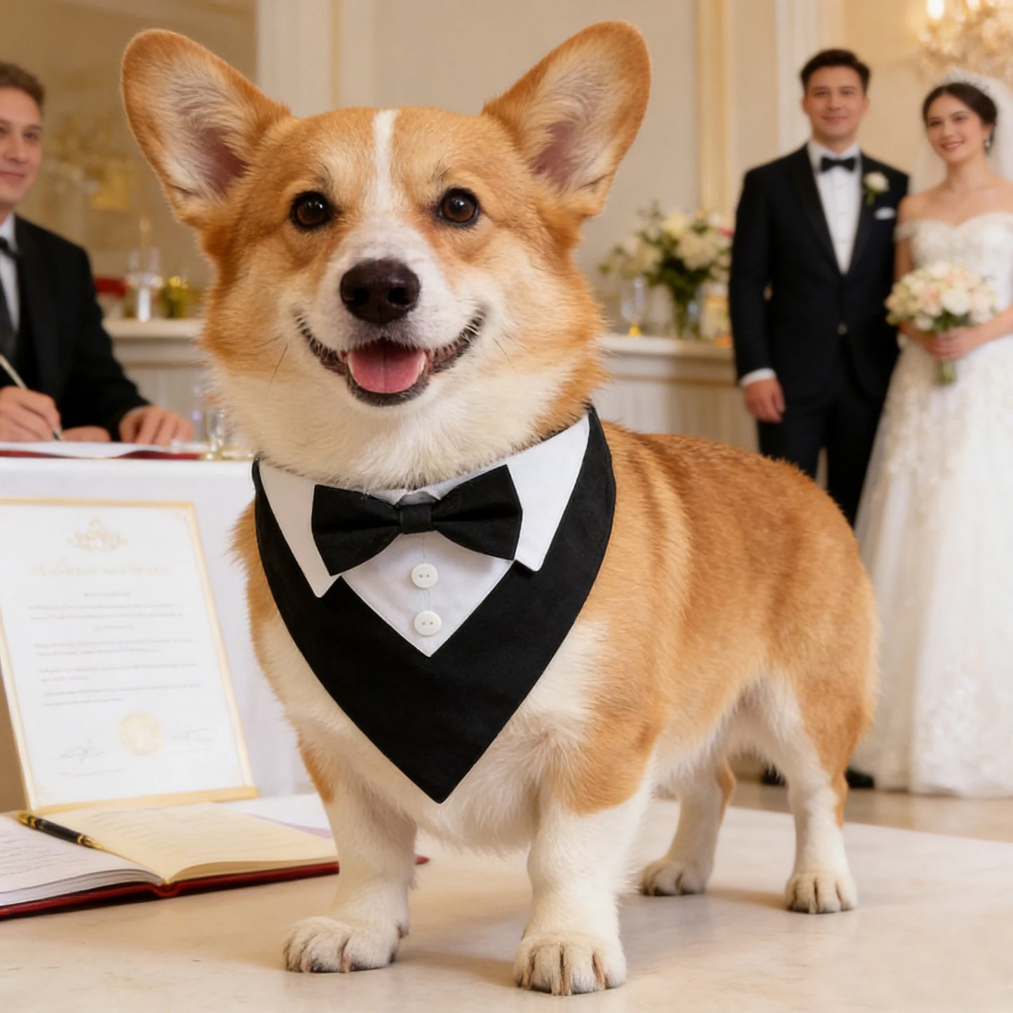 Dog Bow Tie Collar - Adjustable Formal Tuxedo Bandana for Pets