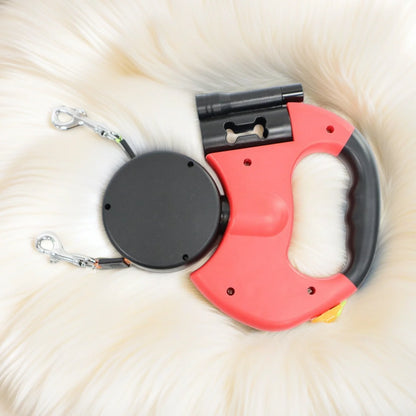 Retractable Dual Dog Leash With LED Light And 360 Swivel No Tangle