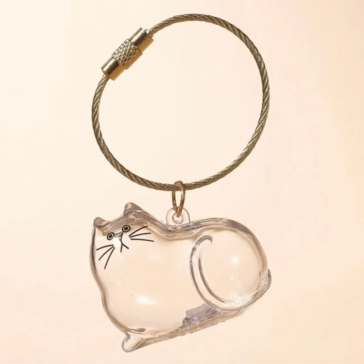 Cat Fur Memorial Charm Resin Keepsake Capsule Pet Hair Keychain