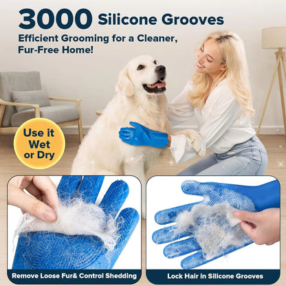 6-Piece Pet Grooming Kit - Dog Cat Washing Gloves & Bath Brushes
