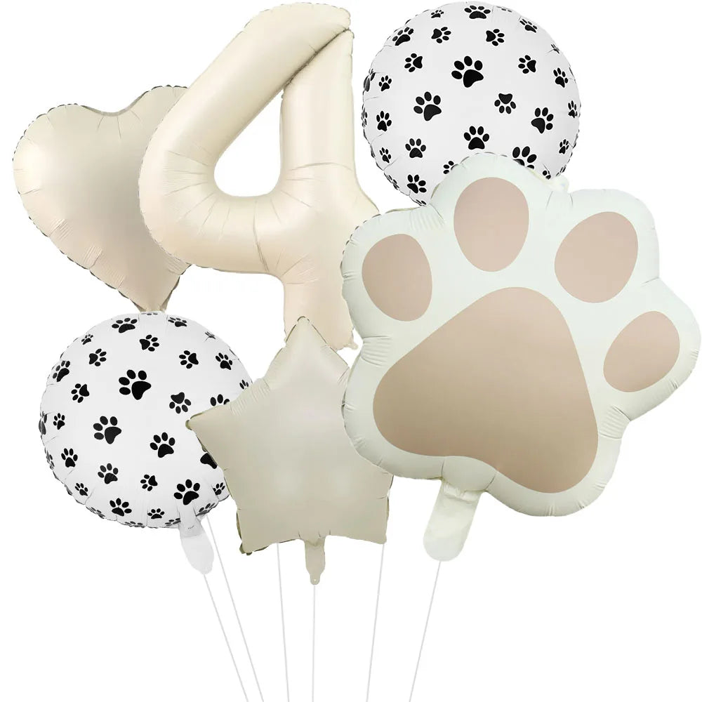 Animal Paw Party Balloons Set - 6 Piece Aluminum Foil Birthday Decor