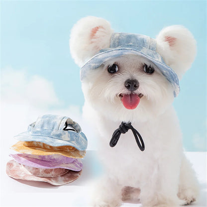 Cute French Bulldog Pet Hats With Ear Holes For Small Dogs