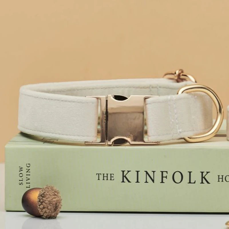 Personalized Dog Collar Leash Set With Bow - Multiple Colors