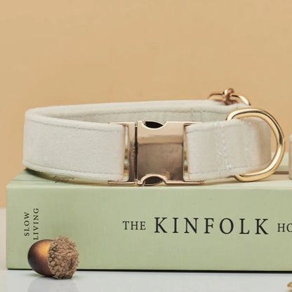Personalized Dog Collar Leash Set With Bow - Multiple Colors