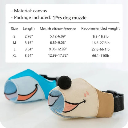Dog Muzzle for Small to Large Dogs - Adjustable Anti Barking Cloth