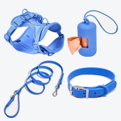 Dog Chest Harness Set - 11 Colors Waterproof PVC with Leash