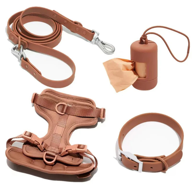 Dog Chest Harness Set - 11 Colors Waterproof PVC with Leash