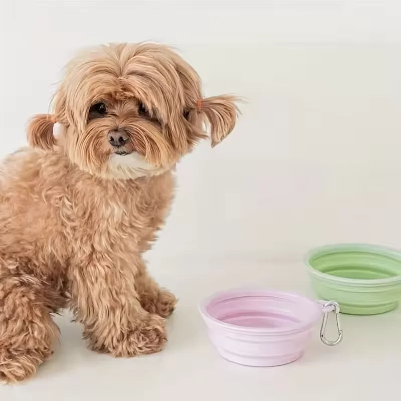 Foldable Silicone Dog Bowl - Portable Pet Travel Feeding Container