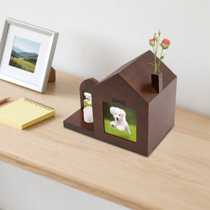 Pine Acrylic Pet Urn With Two Photo Frames For Small Pet Ashes