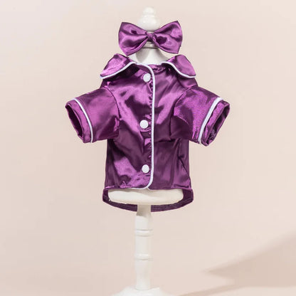 Comfortable Pet Pajamas Set With Detachable Flower Headwear