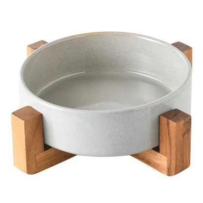 Japanese Ceramic Pet Bowl Set With Slow Feeder And Wood Stand
