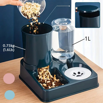 Automatic Cat Feeder Water Dispenser Set - 2 In 1 Pet Food Waterer