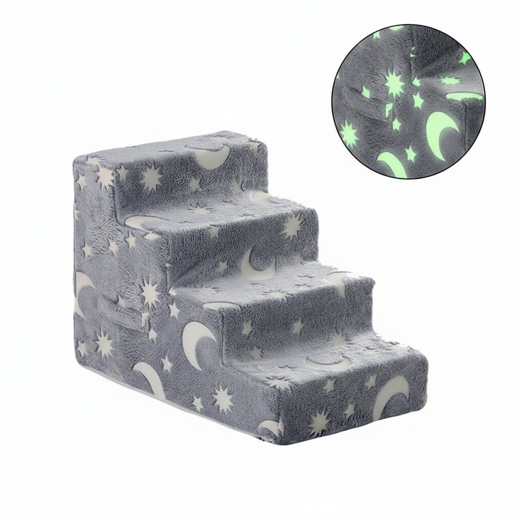Pet Stairs Ramp 3-4 Step Dog Cat Ladder With Detachable Sponge