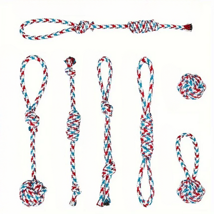 7 Piece Durable Rainbow Dog Rope Toy Set For Training And Dental Health