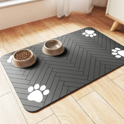Pet Feeding Mat - Absorbent Waterproof Placemat For Dog Cat Food Water Bowl