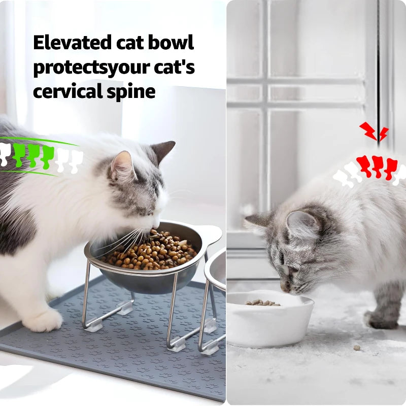 Stainless Steel Raised Cat Bowl With 15 Degree Elevated Design
