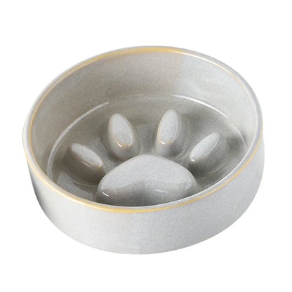 Japanese Ceramic Pet Bowl Set With Slow Feeder And Wood Stand