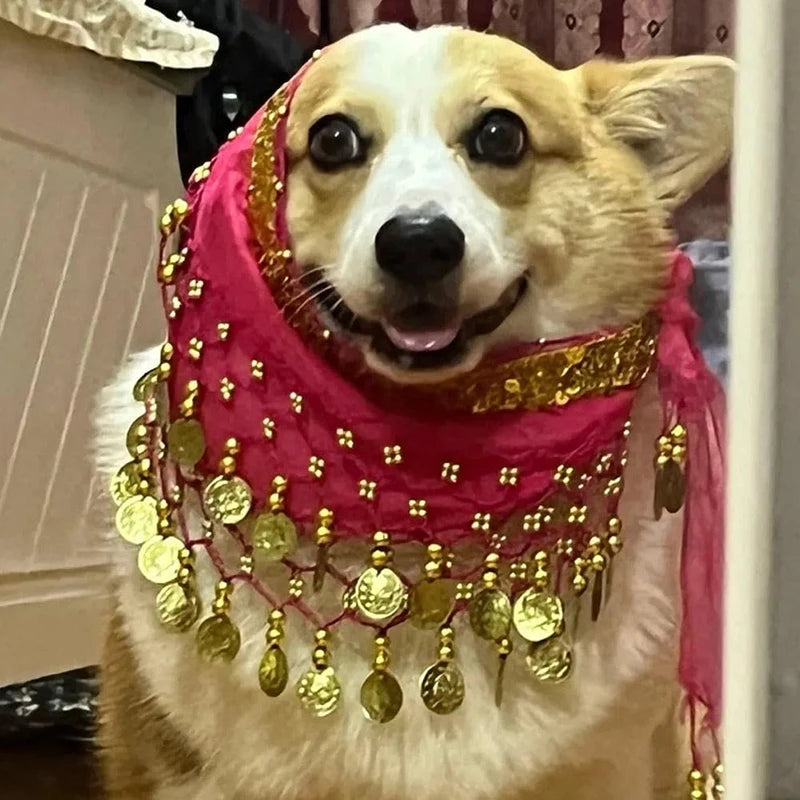 Corgi Belly Dance Hip Towel Pet Dog Skirt With Sequins