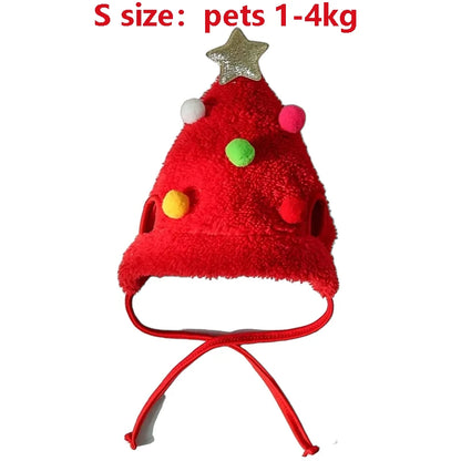 Christmas Pet Costume Santa Hat with Bandana Set for Cats Dogs