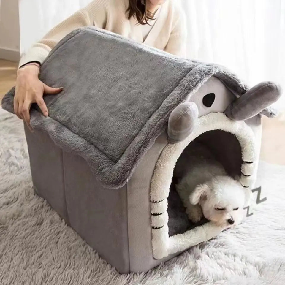 House Style Pet Bed For Small Dogs And Cats - Washable Winter Warm