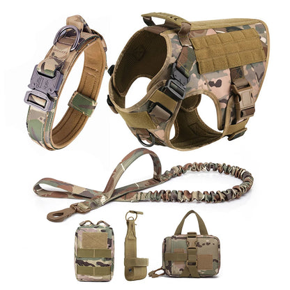 Large Dog Harness With Molle Pouches For German Shepherd Training
