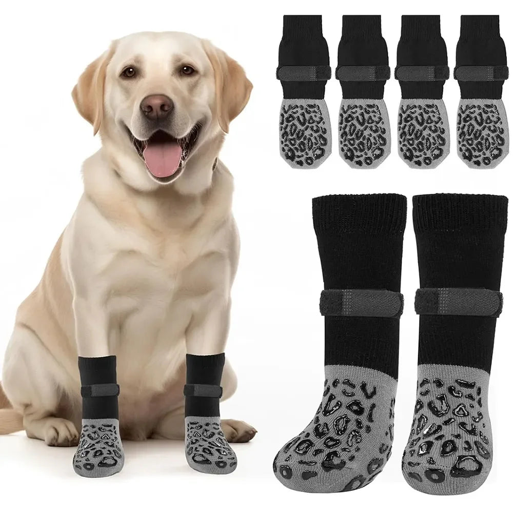4pcs Dog Paw Protectors Anti-Slip Boots With Traction Control