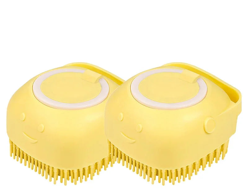 Dog Bath Brush Silicone Pet Shampoo Brush With Soap Dispenser