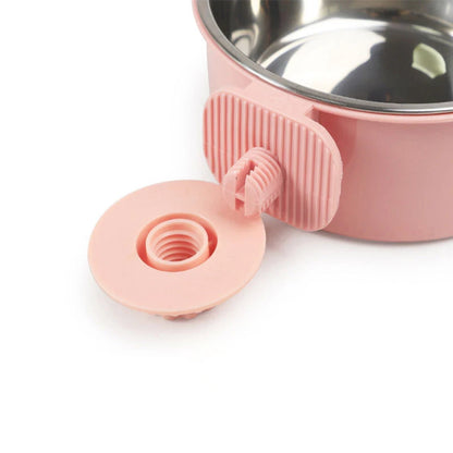 Pet Food Bowl Hanging Stainless Steel 2-in-1 Detachable Design