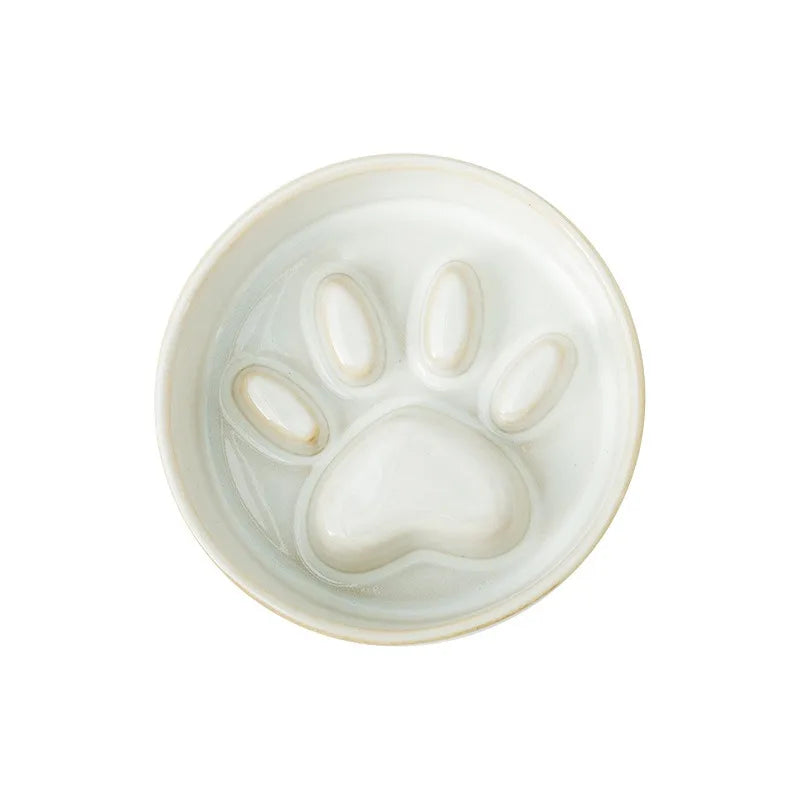 Japanese Ceramic Pet Bowl Set With Slow Feeder And Wood Stand
