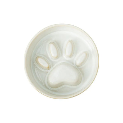 Japanese Ceramic Pet Bowl Set With Slow Feeder And Wood Stand