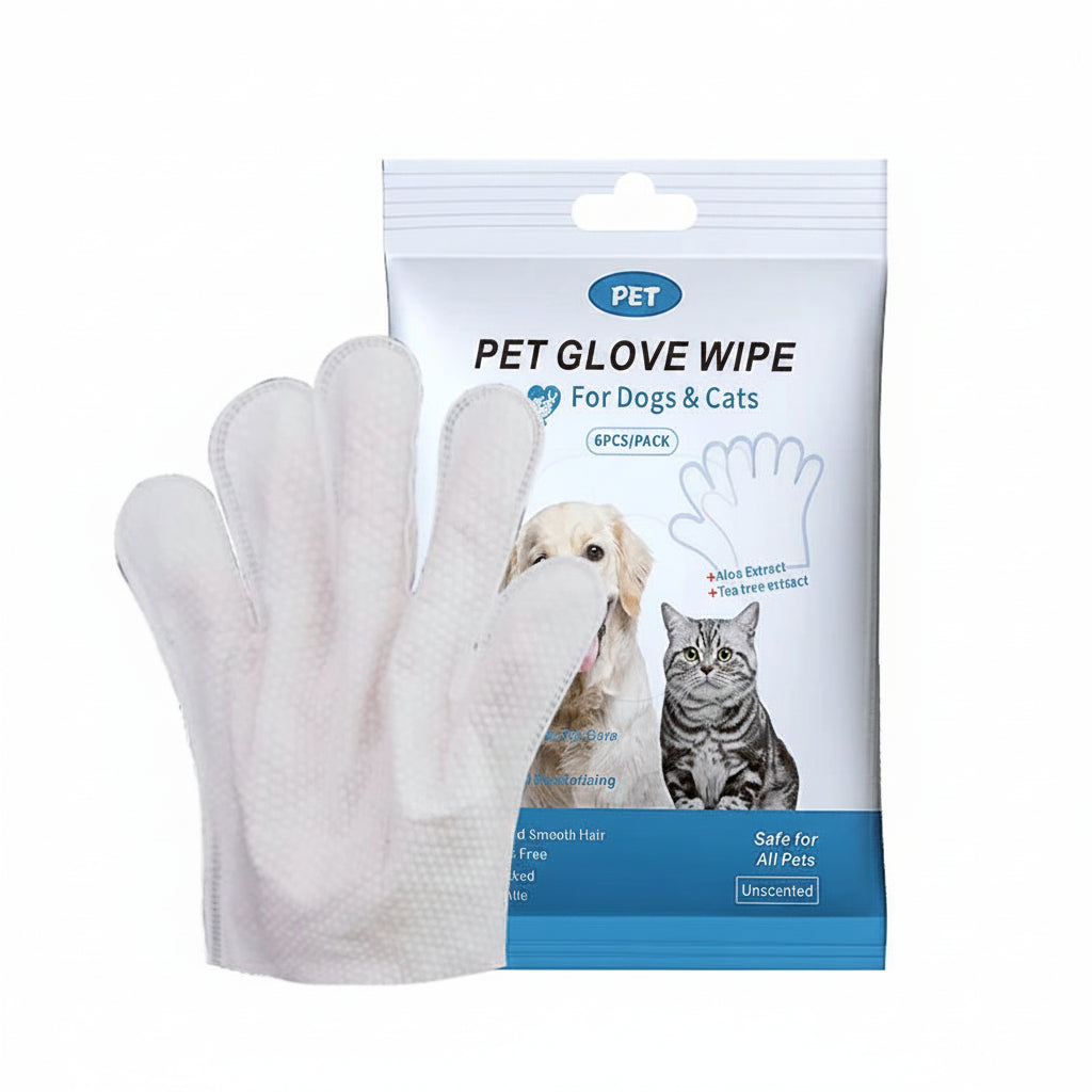 6 Pack Pet Cleaning Wipes Gloves For Dogs Cats Puppies Kittens