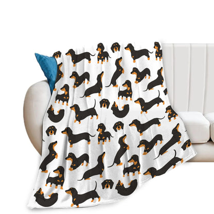 Cute Dachshund Blanket - Soft Flannel Cartoon Printed Throw