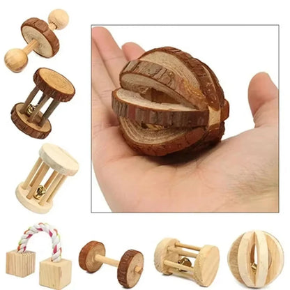 Guinea Pig Rabbit Hamster Small Animal Wooden Chew Toys Set