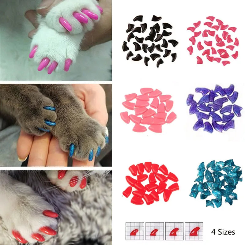 Cat Nail Caps Soft Paws Protector Covers With Adhesive Glue (60 pieces)