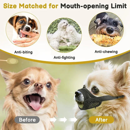 Mesh Muzzle For Short Snout Small Dogs Anti-Biting Brachycephalic