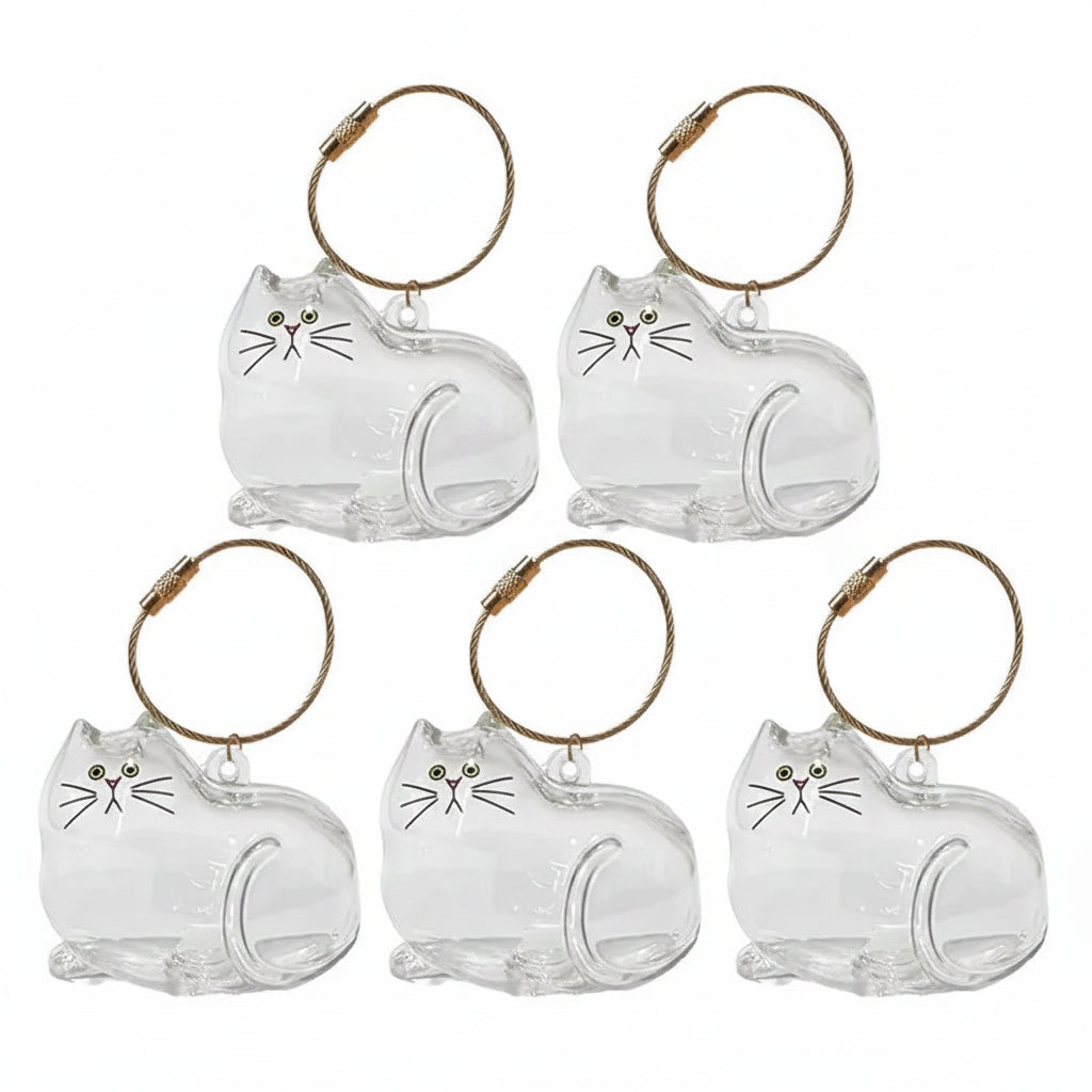Cat Fur Memorial Charm Resin Keepsake Capsule Pet Hair Keychain
