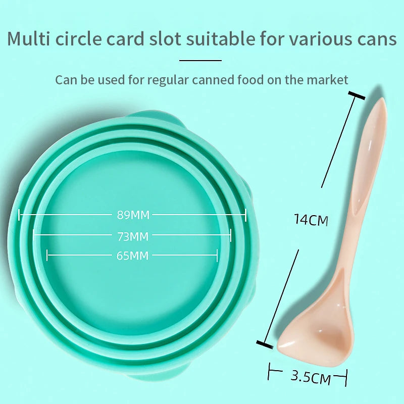 Portable Silicone Pet Food Lid And Spoon 2-In-1 Sealer Set