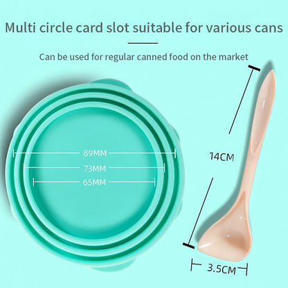 Portable Silicone Pet Food Lid And Spoon 2-In-1 Sealer Set