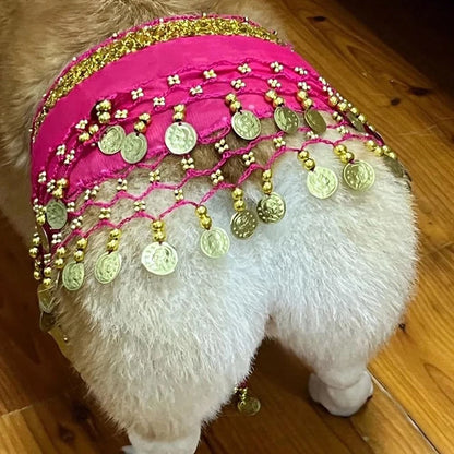Corgi Belly Dance Hip Towel Pet Dog Skirt With Sequins