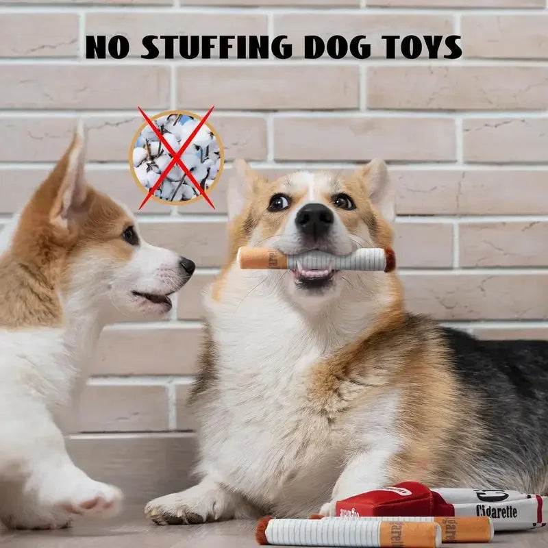 Funny Interactive Plush Dog Chew Toy - Cigarette Design Pet Gift