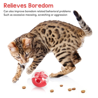 Cat Treat Dispensing Ball - Interactive Slow Feeder Puzzle Toy