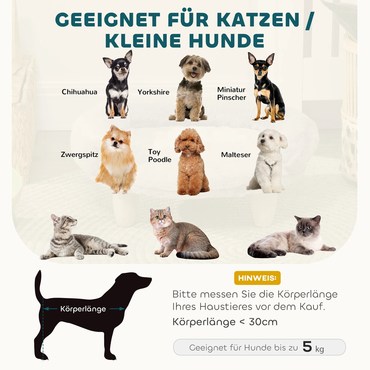 PawHut Dog Sofa - Raised Pet Bed With Wooden Legs For Dogs & Cats