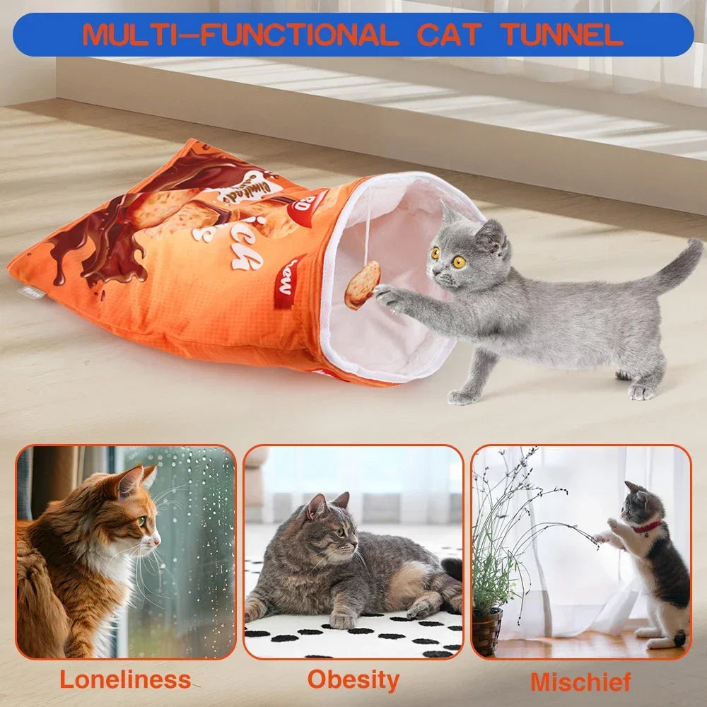 Halloween Cat Tunnel Toy - Interactive Collapsible Pet Tunnel