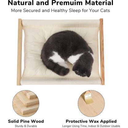 Cat Raised Wooden Bed With Removable Mattress Cover White 10kg
