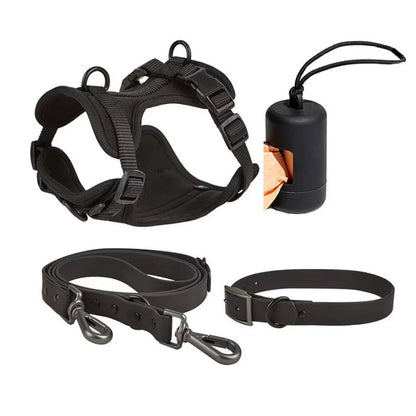 Dog Chest Harness Set - 11 Colors Waterproof PVC with Leash